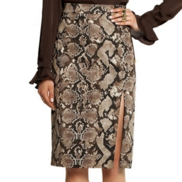 Altuzarra Target Snake Print Pencil Skirt Brown 12 - Picture 1 of 8